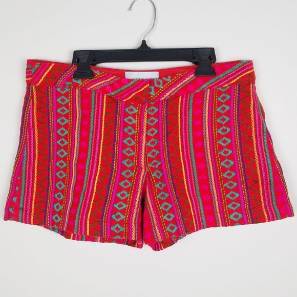 Judith March Pants - Judith March Embroidered Red Aztec shorts